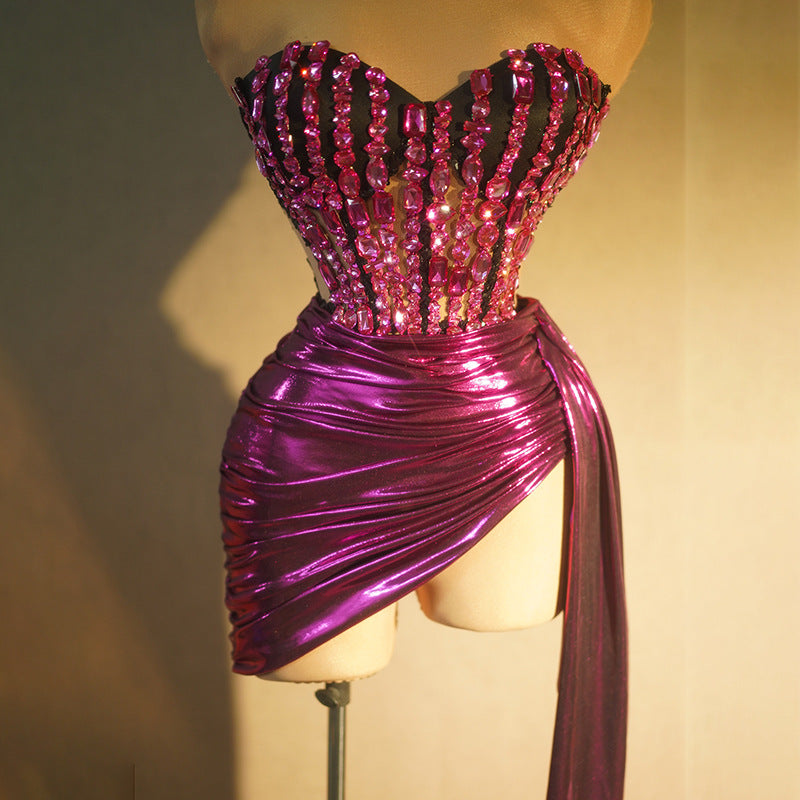 Purple Strapless Party Dress