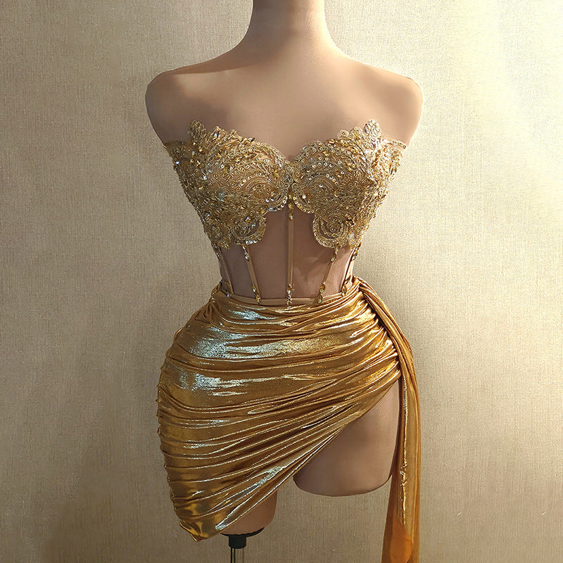 Purple Strapless Party Dress