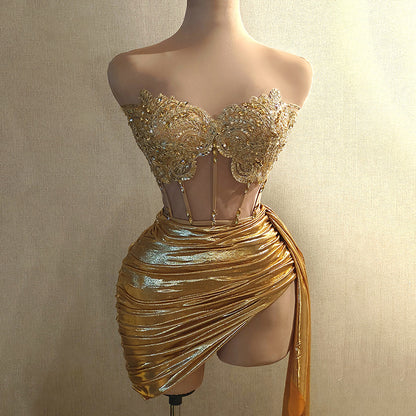 Purple Strapless Party Dress