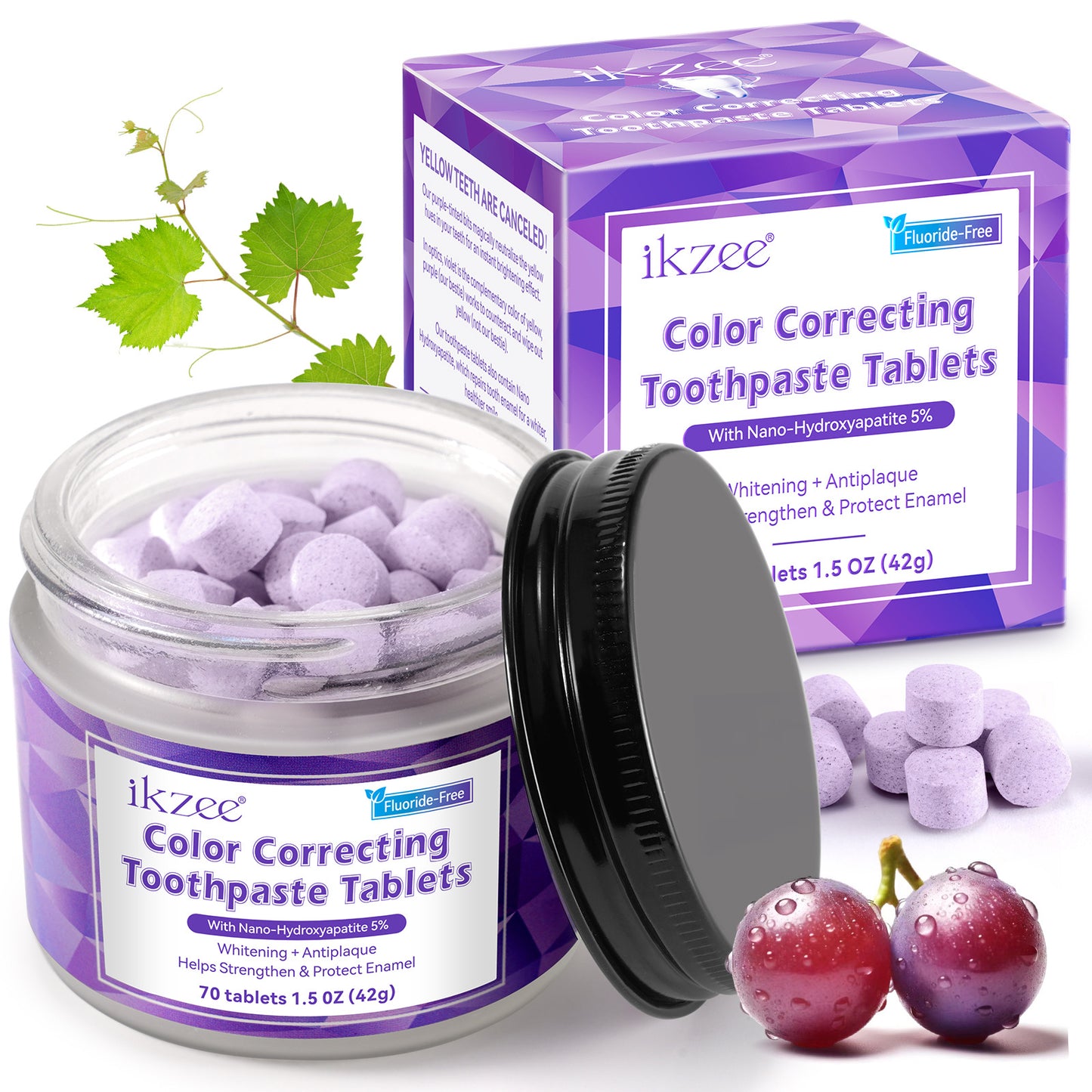 Purple toothpaste tablet