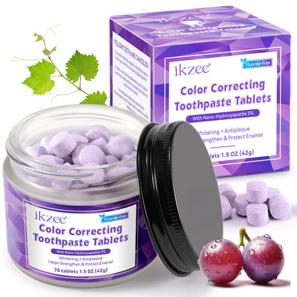 Purple toothpaste tablet