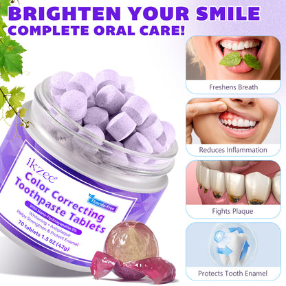 Purple toothpaste tablet