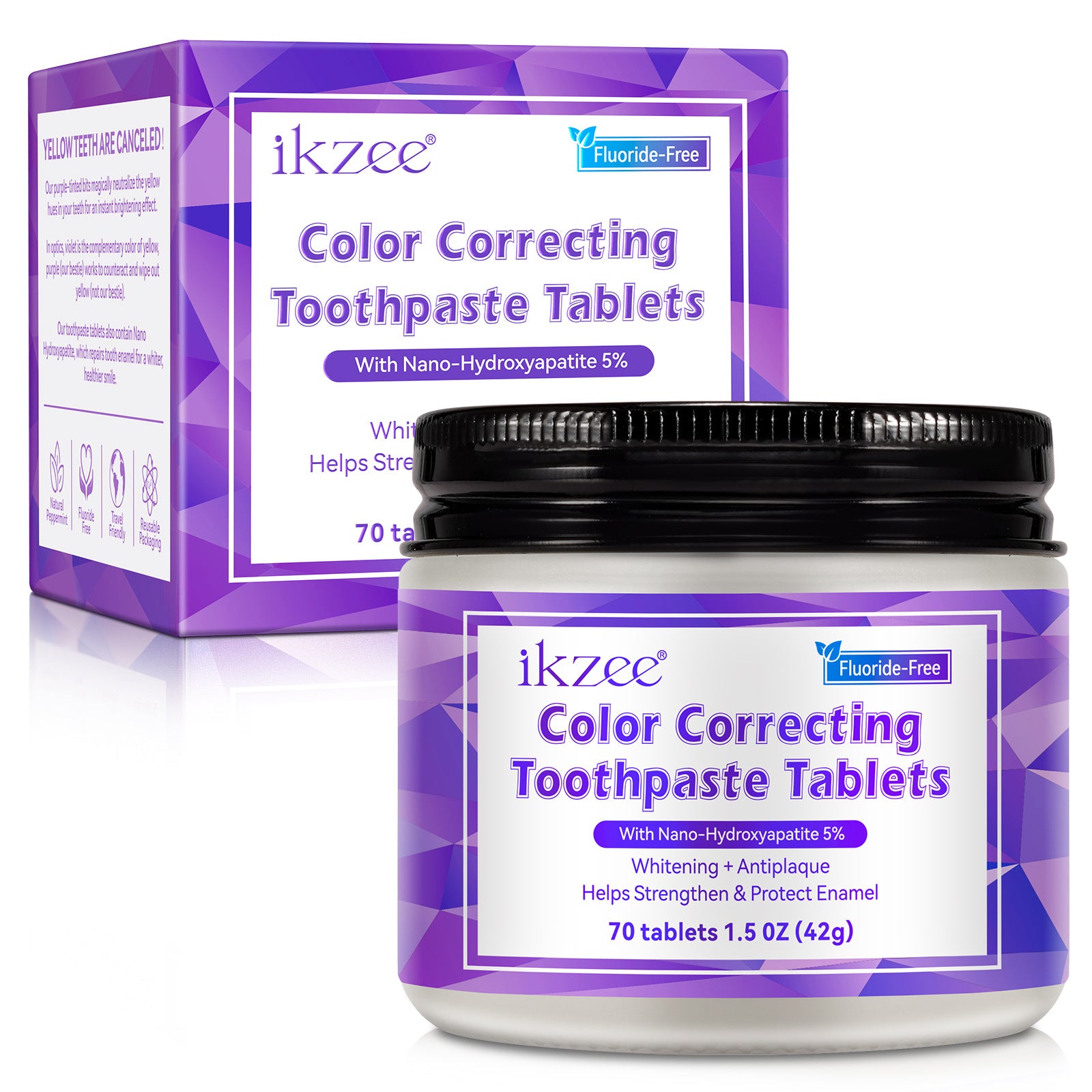 Purple toothpaste tablet