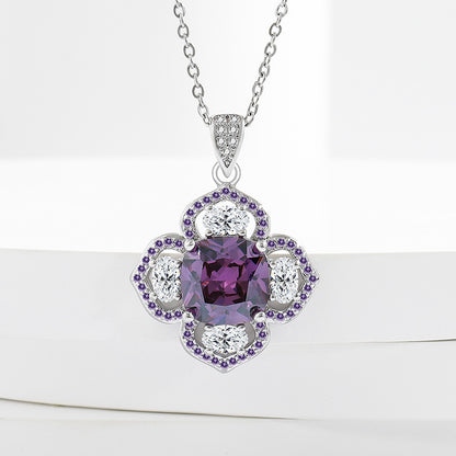 Purple Zircon Four Leaf Clover Jewelry Set