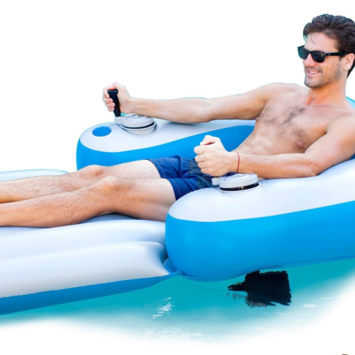 Pvc Inflatable Motorized Float Lounge Chair Dual Motors Storage