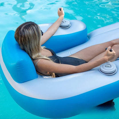 Pvc Inflatable Motorized Float Lounge Chair Dual Motors Storage