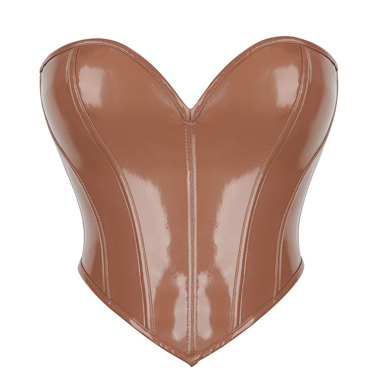 PVC Leather-Style Body-Conscious Top