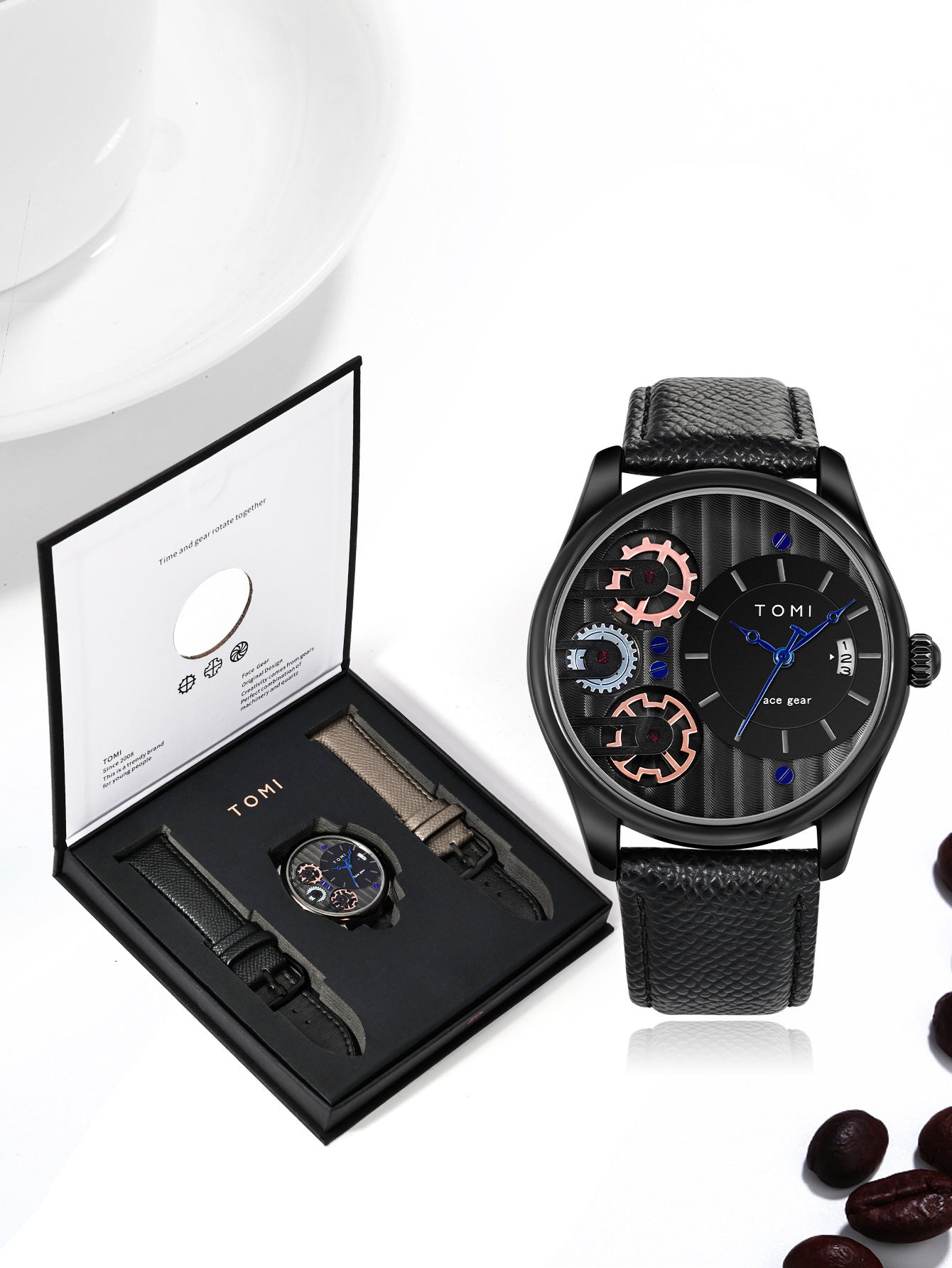 Quartz Watch with Leather Strap