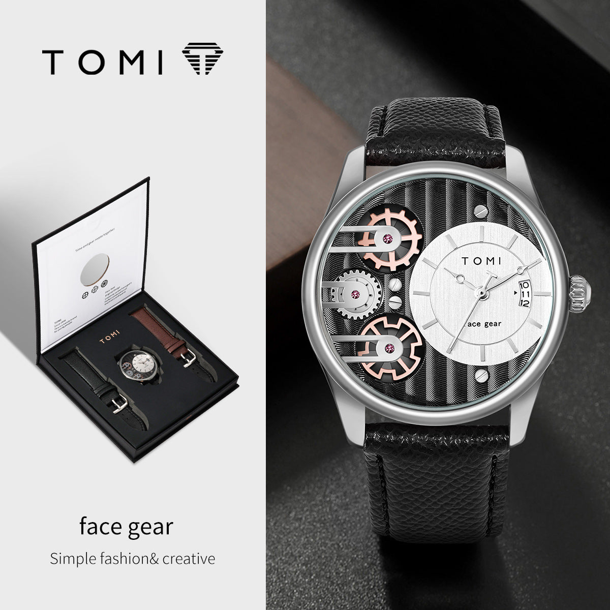 Quartz Watch with Leather Strap