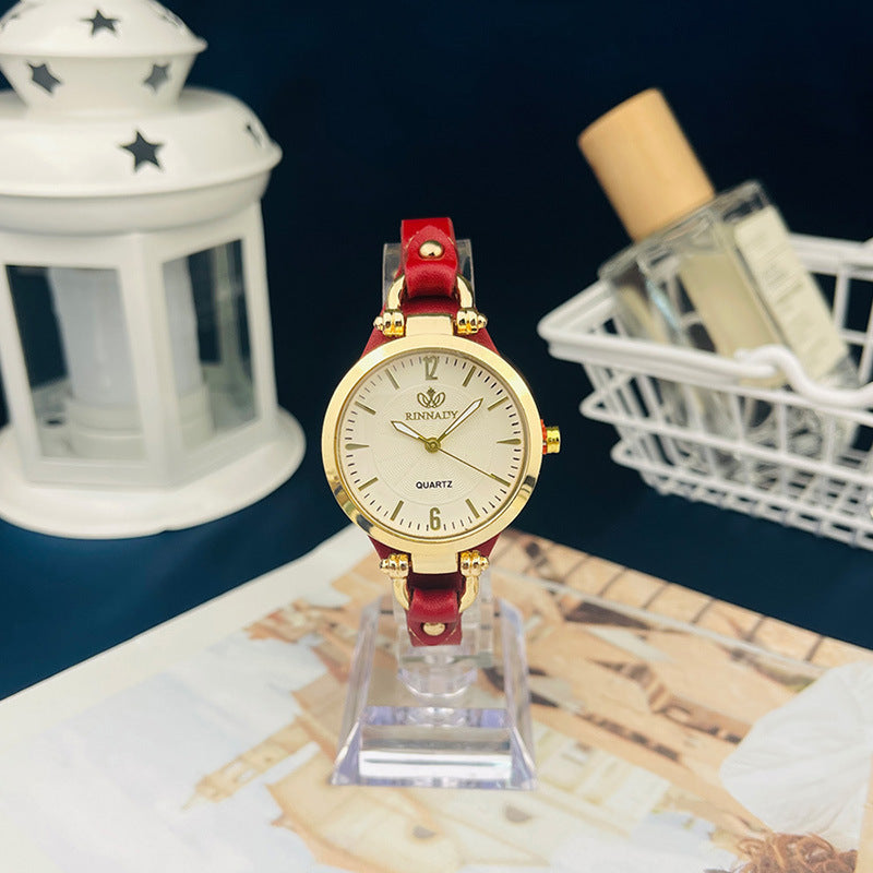 Quartz watch with thin belt