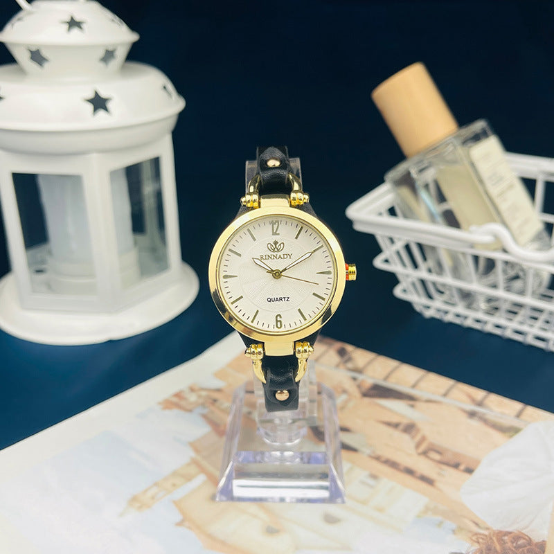 Quartz watch with thin belt