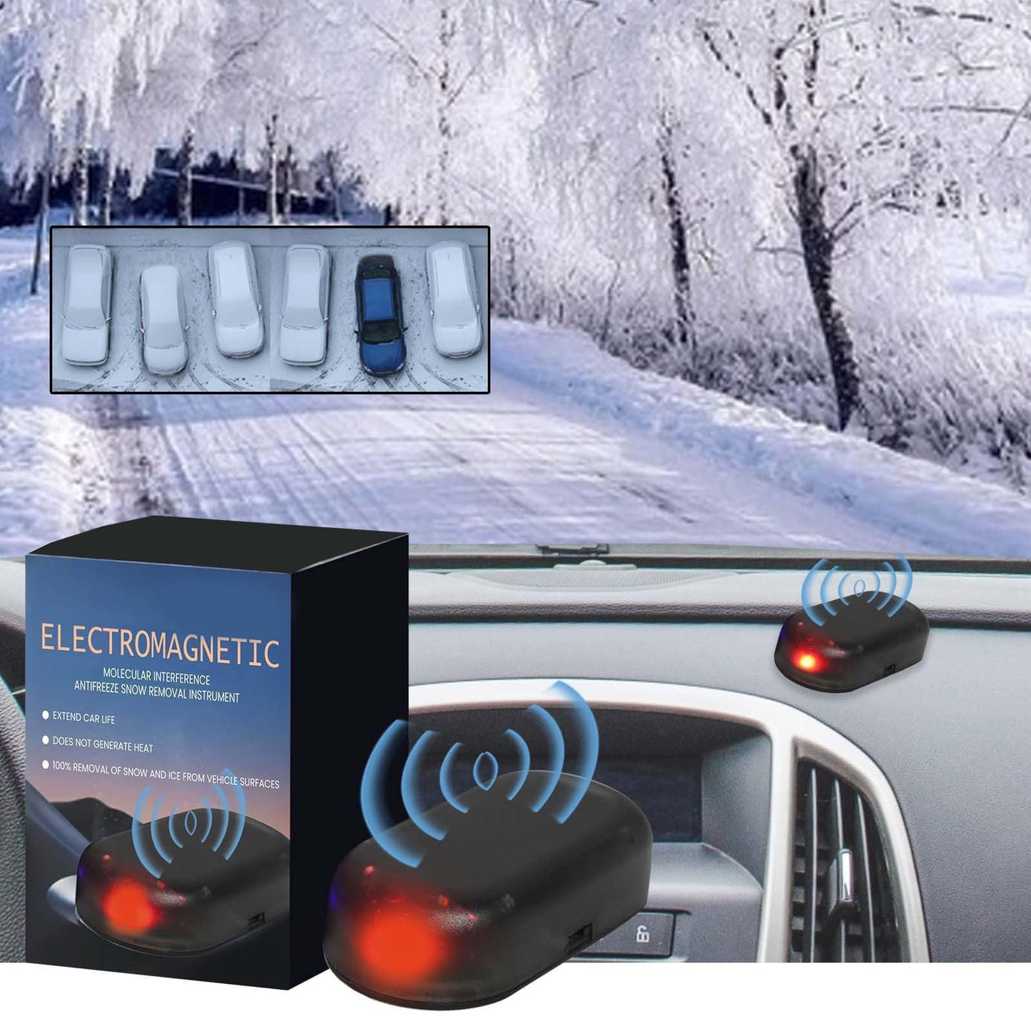 Quick and portable glass de-icing and snow melting device