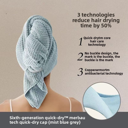 Quick-Dry Hair Drying Cap Super Absorbent Towel