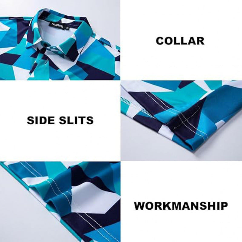 Quick-Dry Printed Mens Polo Shirt