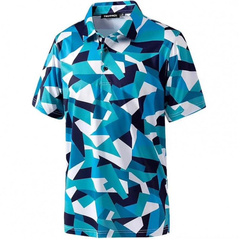 Quick-Dry Printed Mens Polo Shirt