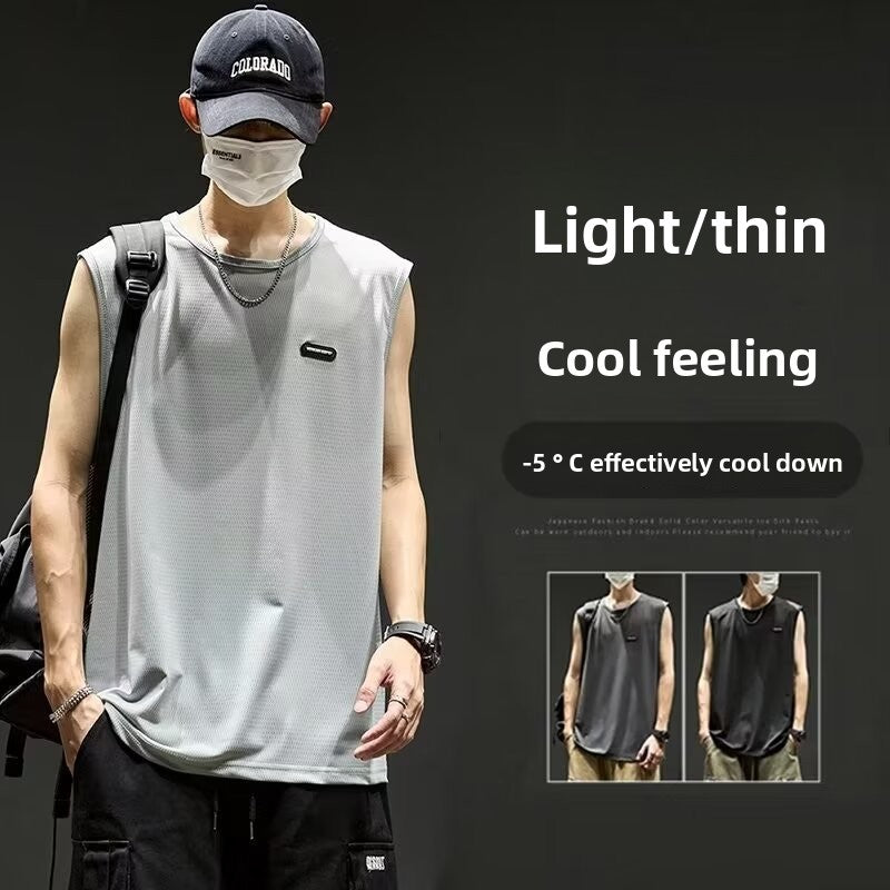 Quick-drying ice silk sleeveless vest for men in summer