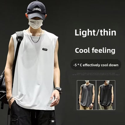 Quick-drying ice silk sleeveless vest for men in summer