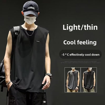 Quick-drying ice silk sleeveless vest for men in summer