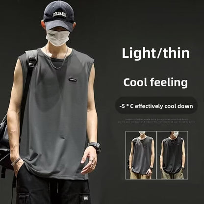 Quick-drying ice silk sleeveless vest for men in summer