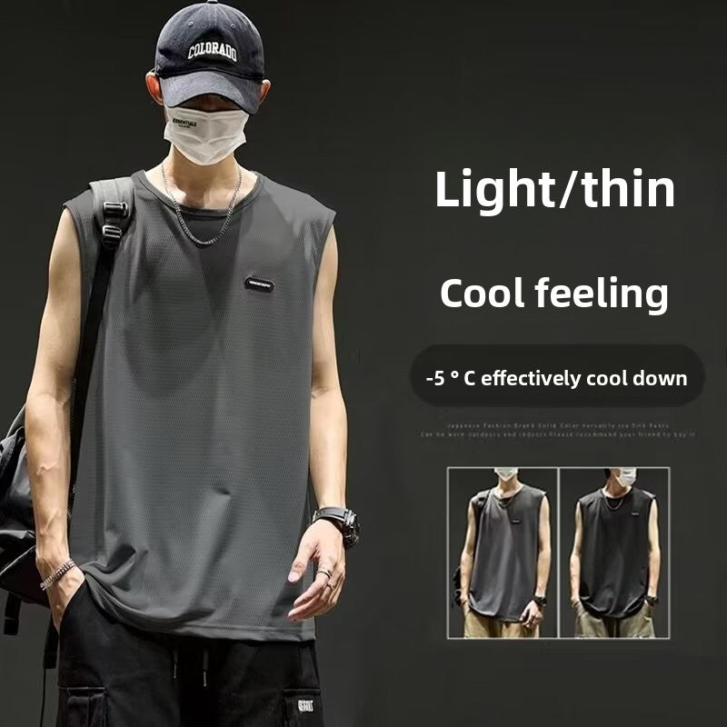 Quick-drying ice silk sleeveless vest for men in summer
