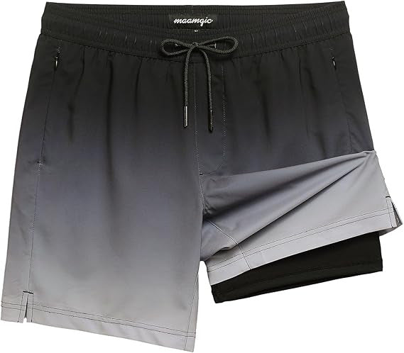 Quick-drying shorts with inner lining and shark-print design