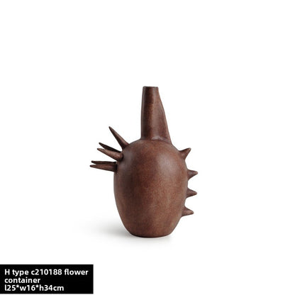 Quiet Style Ceramic Vase Ornaments Nordic Retro Art Flower Model Room Living Room Flower-arranging Soft Desktop Ornaments