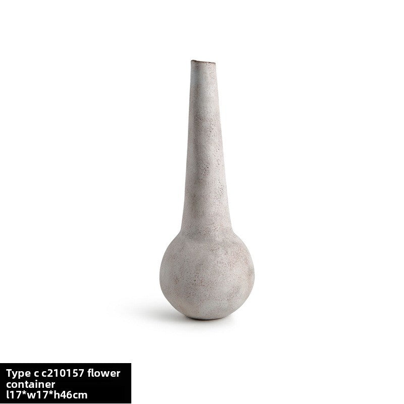 Quiet Style Ceramic Vase Ornaments Nordic Retro Art Flower Model Room Living Room Flower-arranging Soft Desktop Ornaments