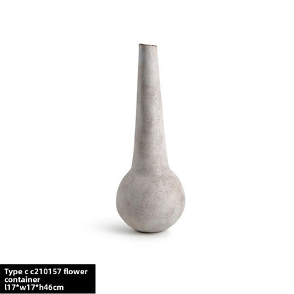 Quiet Style Ceramic Vase Ornaments Nordic Retro Art Flower Model Room Living Room Flower-arranging Soft Desktop Ornaments