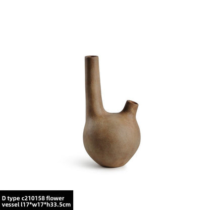 Quiet Style Ceramic Vase Ornaments Nordic Retro Art Flower Model Room Living Room Flower-arranging Soft Desktop Ornaments