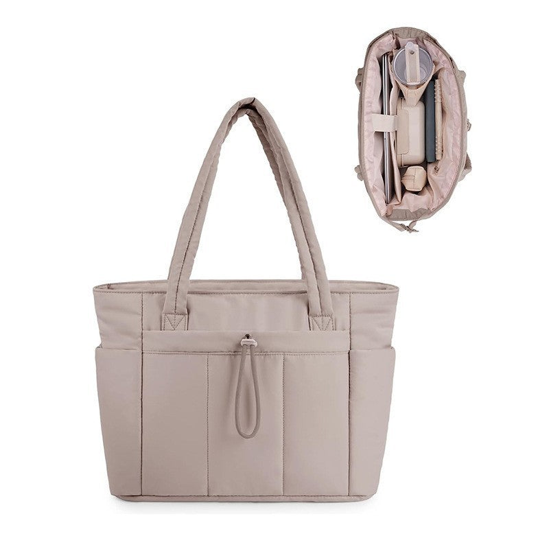 Quilted Canvas Tote Bag with Drawstring Closure