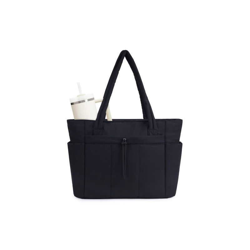 Quilted Canvas Tote Bag with Drawstring Closure