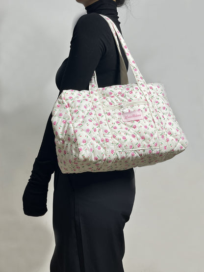 Quilted Embroidered Tote Bag