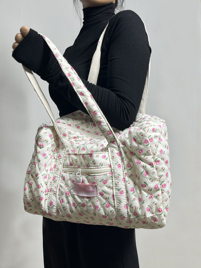 Quilted Embroidered Tote Bag