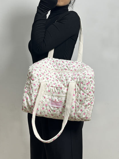 Quilted Embroidered Tote Bag