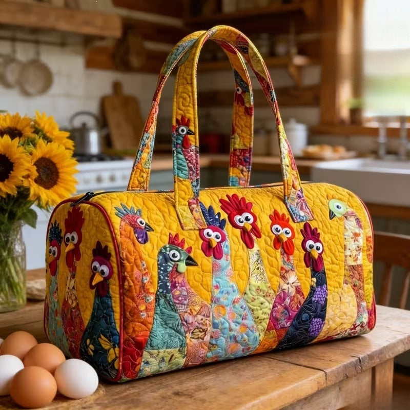 Quilted Floral Travel Handbag