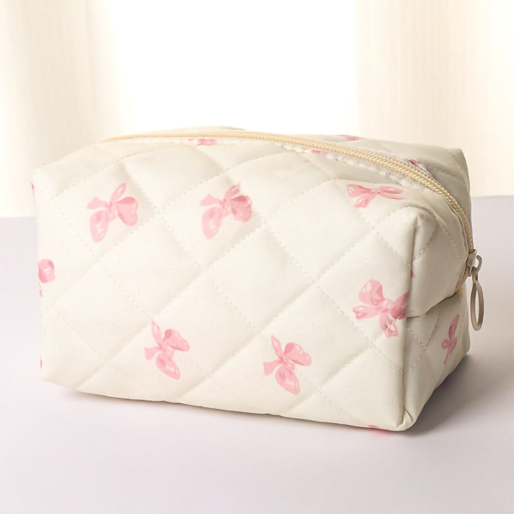 Quilted makeup bag