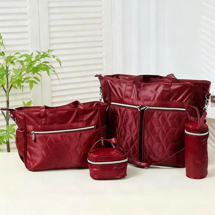 Quilted Plaid Mommy Bag with Diaper Storage