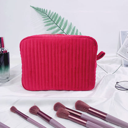 Quilted Striped Cosmetic Clutch Bag