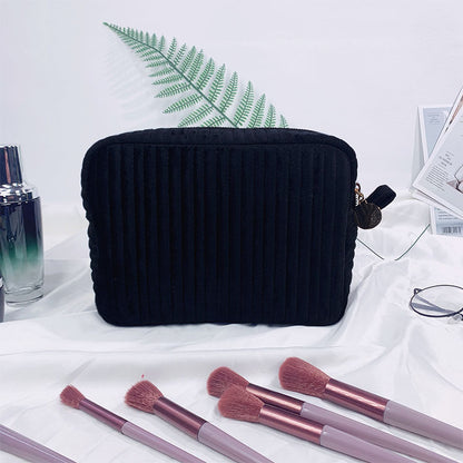 Quilted Striped Cosmetic Clutch Bag