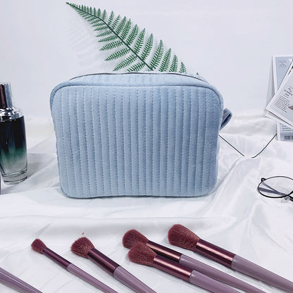 Quilted Striped Cosmetic Clutch Bag