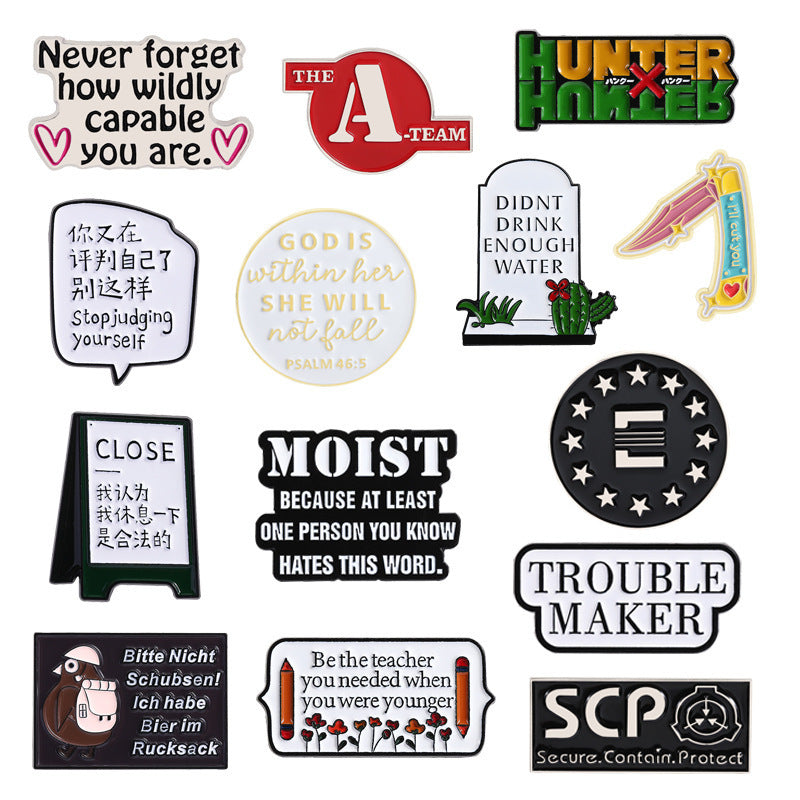 Quotes Alloy Paint Badge Accessories Small Pendant Clothing