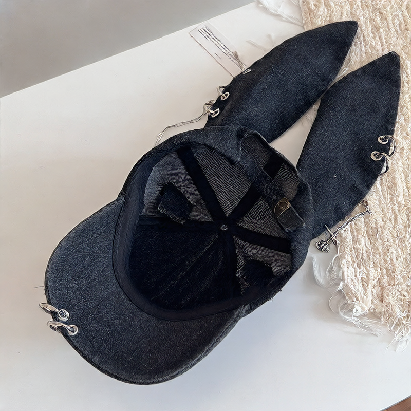 Rabbit Ears Distressed Denim Baseball Cap