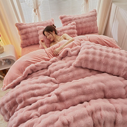 Rabbit fur bedding set