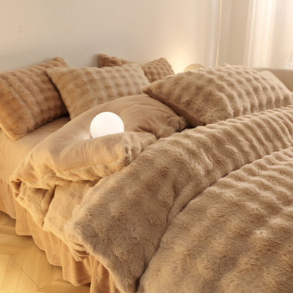 Rabbit fur bedding set