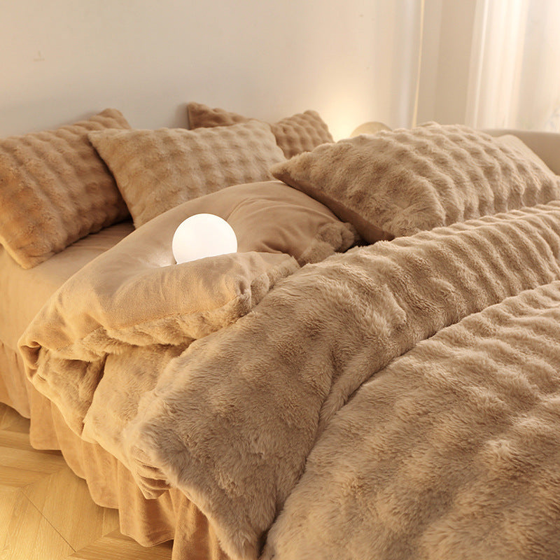 Rabbit fur bedding set