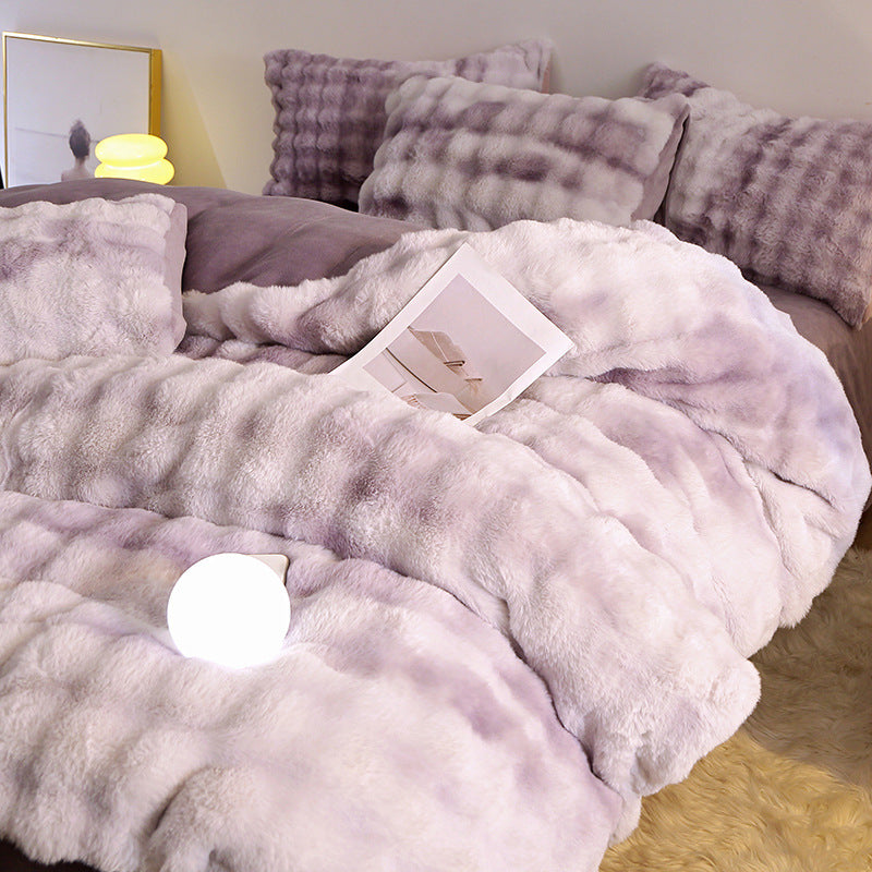 Rabbit fur bedding set