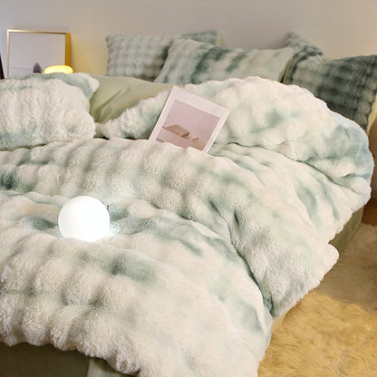Rabbit fur bedding set