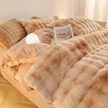 Rabbit fur bedding set