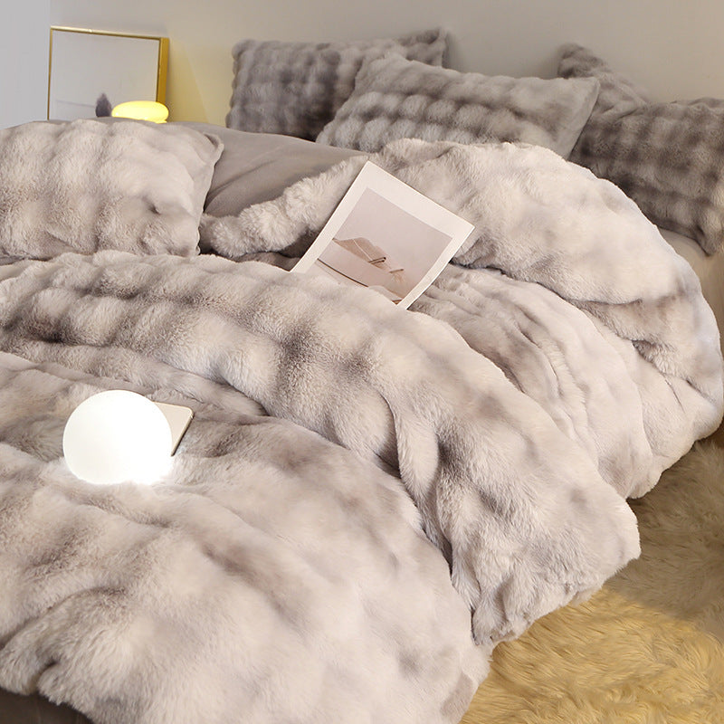 Rabbit fur bedding set