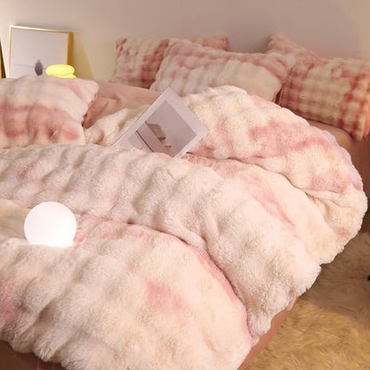 Rabbit fur bedding set